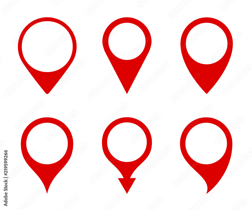 Aufkleber Pin map marker pointer icons set, GPS location flat symbol – stock vector