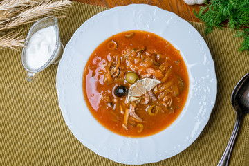 Meat Solyanka soup