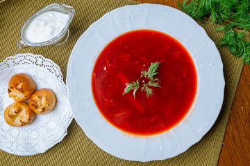 Borscht with sour cream