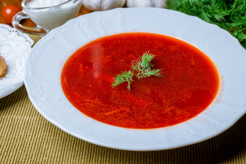 Borscht with sour cream
