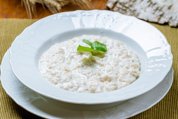 oatmeal porridge on white plate