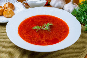 Borscht with sour cream
