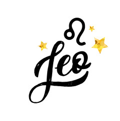 Leo lettering Calligraphy Brush Text horoscope Zodiac sign