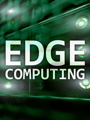 Naklejka na ściany i meble EDGE computing, internet and modern technology concept on modern server room background.