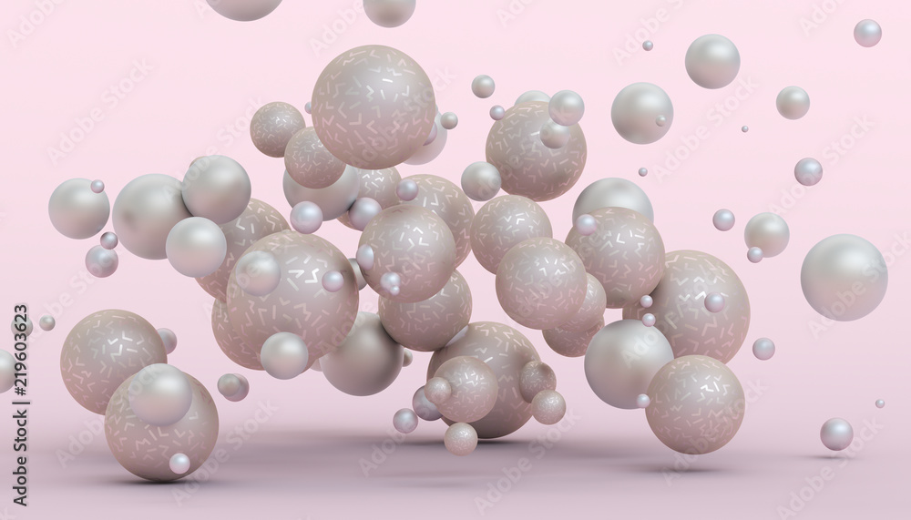 Poster abstract 3d rendering of geometric shapes. modern composition. background design with spheres for po
