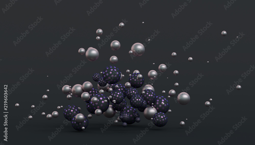 Aufkleber abstract 3d rendering of geometric shapes. modern composition. background design with spheres for po