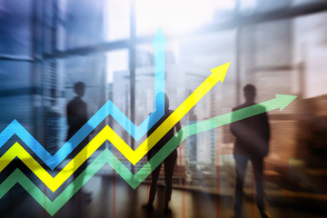 Financial growth arrows graph. Investment and trading concept.