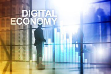 DIgital economy, financial technology concept on blurred background.