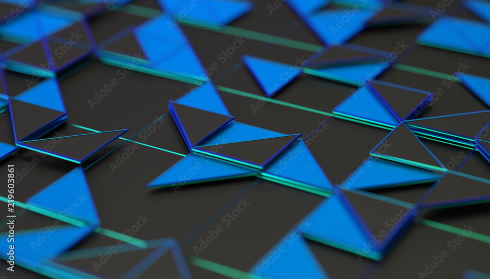 Poster abstract 3d rendering of geometric surface. composition with triangles. futuristic modern background