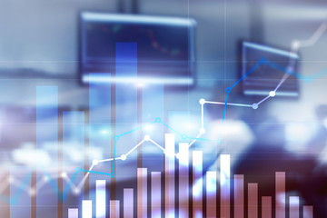 Financial growth graph. Sales increase, marketing strategy concept.
