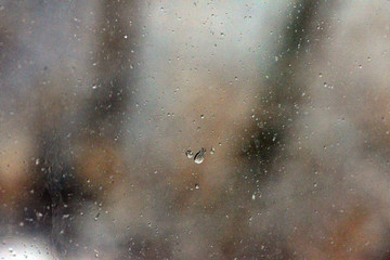 Drop of water on the window glass
