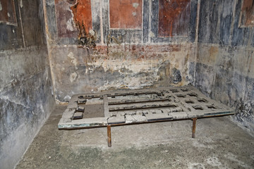 Herculaneum, or Ercolano, near Naples in Italy was not buried by falling pumice like Pompeii was in the eruption of Vesuvius in 79AD, instead it was engulfed in boiling mud and superheated air.  © quasarphotos