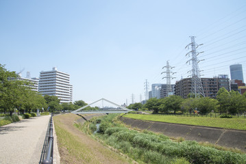 鶴見川とさんかくはし（横浜市港北区）