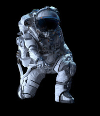 Astronaut in darkness. Mixed media