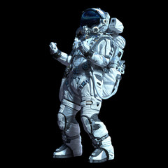 Astronaut in darkness. Mixed media