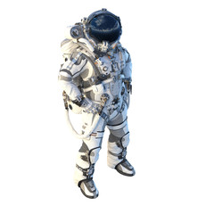 Astronaut on white. Mixed media