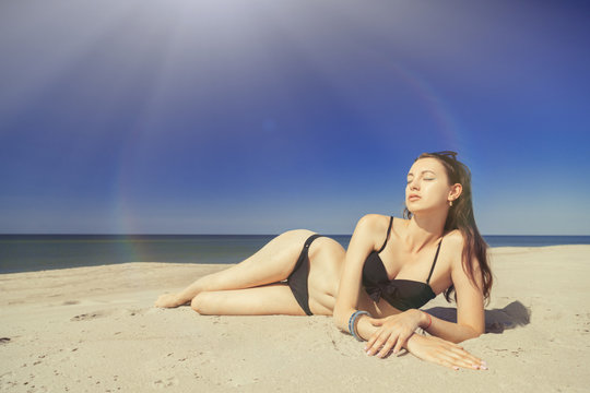 woman on beach