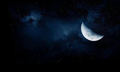 Romantic moon in sky