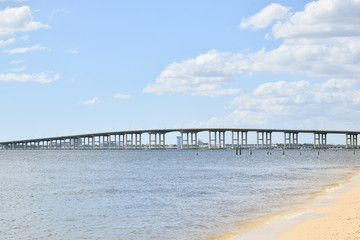 Fototapeta na wymiar Biloxi Bay Bridge connecting Ocean Springs and Biloxi, Mississippi