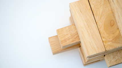 Naklejka na ściany i meble wood block on white background. Wooden Tower game isolate on white background