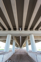 geometry of the overpass bridge, view under the bridge