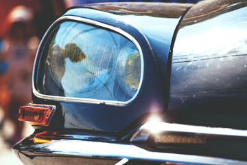 headlight and beautiful retro car design, retro toned