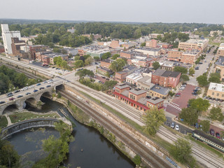 Fototapeta na wymiar Kent Ohio, Aerial view of Kent & Kent State University