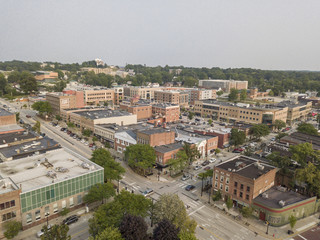 Fototapeta na wymiar Kent Ohio, Aerial view of Kent & Kent State University