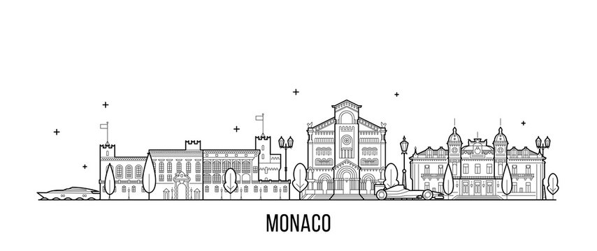 Monaco skyline vector big city buildings line