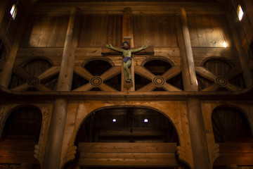 Jesus Sculpture in Wooden Church