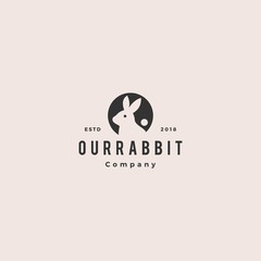 rabbit circle round negative style logo vintage hipster retro icon vector