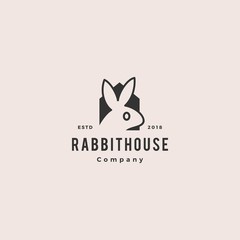 rabbit house home logo vintage retro hipster vector icon illustration