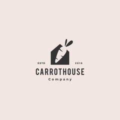 carrot house home logo vintage hipster retro vector icon illustration