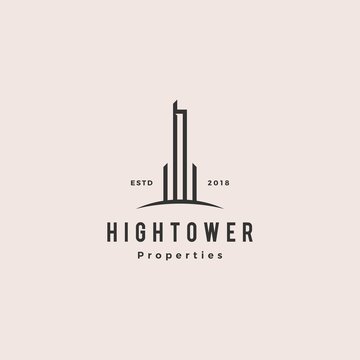 high building tower logo hipster vintage retro vector icon illustration