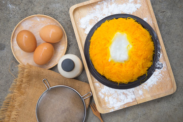 Golden threads cake, Foi tong cake, Thai dessert.