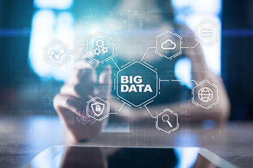 Big data technology and internet concept on the virtual screen.