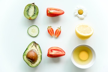 Fresh herbs,fruits and essential oil for skin care