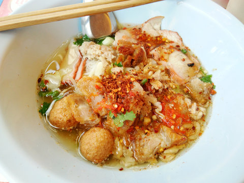 Stewed pork nooddle soup Noodle soup thai style 