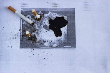 Cigarette cigarette stubs extinguished about a shot of pregnancy, pregnancy and smoking, cigarette...