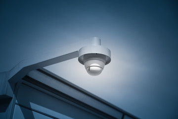 a round surveillance camera close-up