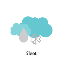 Sleet in cartoon style, card with weather for kid, preschool activity for children, vector illustration