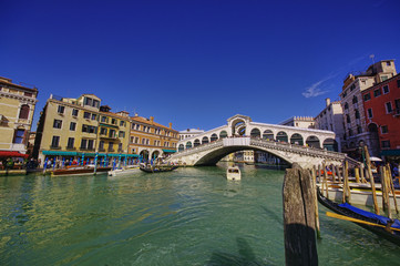 Rialto bridge in Venice city, Italy. day scene
