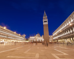 San Marco square at night. Venice travel, Italy