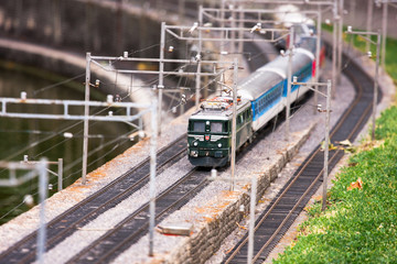 Naklejka premium Model train in the Swiss Miniature theme park