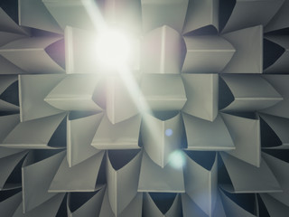 Background room noise reduction white foam, LED lighting and music room.Photo with the light side of the foam to reduce white noise.