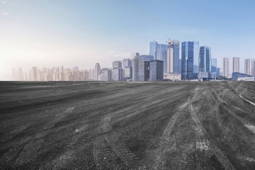 Road surface and skyline of Chongqing urban construction