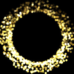 Gold glitter bokeh circle frame
