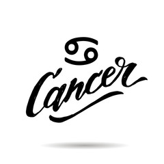 Cancer lettering Calligraphy Brush Text horoscope Zodiac sign