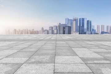 The skyline of Chongqing's urban skyline with an empty square floor.