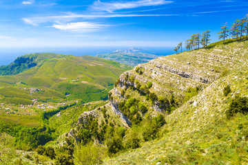 Landscape of Sorrento's peninsula from mount San Michele Molare, Italy